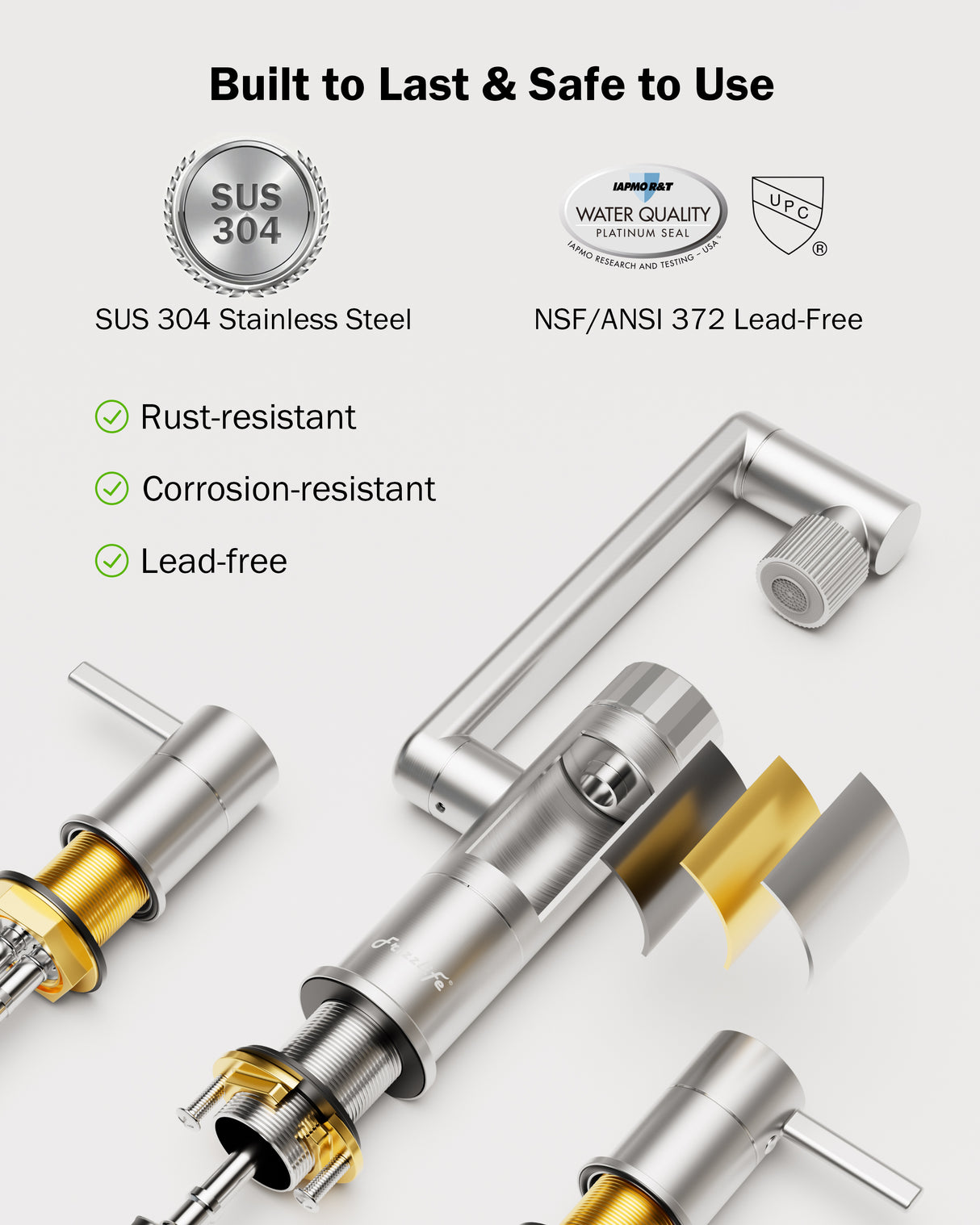 Frizzlife MF1080-X Series Bathroom & Kitchen Faucet with Water Filter, Brushed Nickel