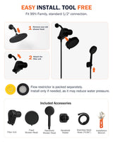 Frizzlife Dual-Outlet Filtered Shower Head Combo, Black – K45+HS04+TS04-B