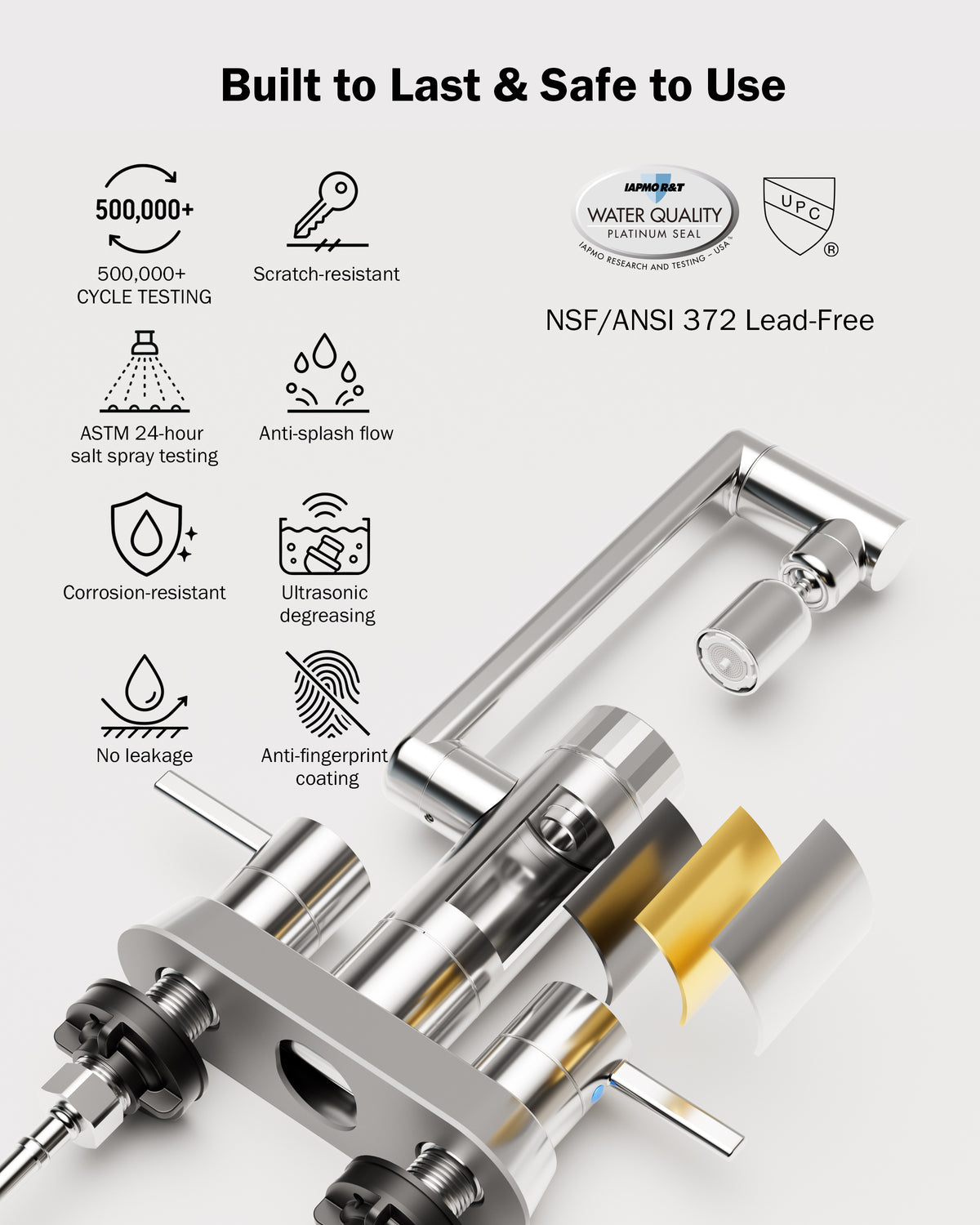 Frizzlife MF1080-D Series Bathroom & Kitchen Faucet with Water Filter, Brushed Nickel, 360° Swivel Aerator