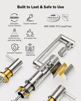 Frizzlife MF1080-X Series Bathroom & Kitchen Faucet with Water Filter, Polished Chrome, 360° Swivel Aerator