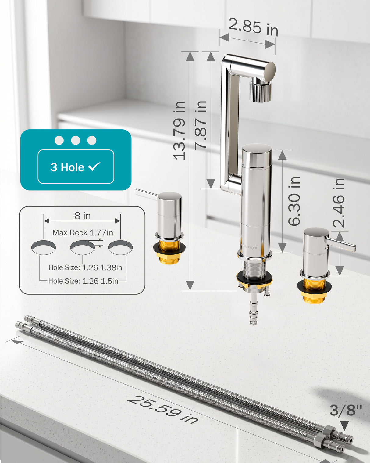 Frizzlife MF1080-X Series Bathroom & Kitchen Faucet with Water Filter, Polished Chrome