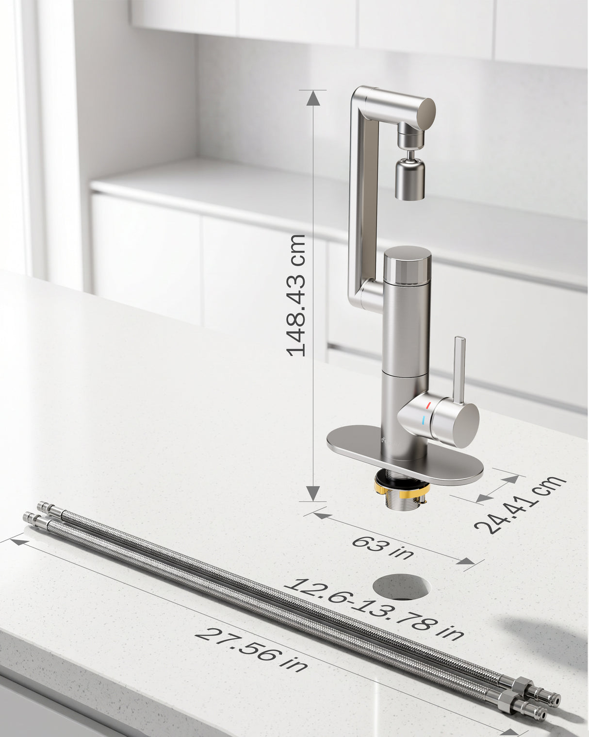 Frizzlife MF1080-S Series Bathroom & Kitchen Faucet with Water Filter, Brushed Nickel, 360° Swivel Aerator
