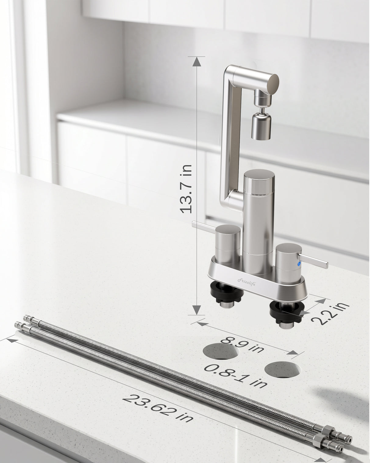 Frizzlife MF1080-D Series Bathroom & Kitchen Faucet with Water Filter, Brushed Nickel, 360° Swivel Aerator
