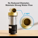 Frizzlife 40&100 Micron Spin Down Sediment Filter with Built-in Scraper, Reusable Whole House Pre-Filter for City/Well Water, Washing Machine, Flushable Filtration, 1"&3/4" NPT, BPA Free, JB40-100