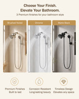 Frizzlife Dual Filtered Shower Head Combo, Rainfall Showerhead with Handheld, Both Heads Filtered, KDF-55 and Calcium Sulfite Filter, Reduces Chlorine, High Pressure, Ideal for Homes with Hard Water