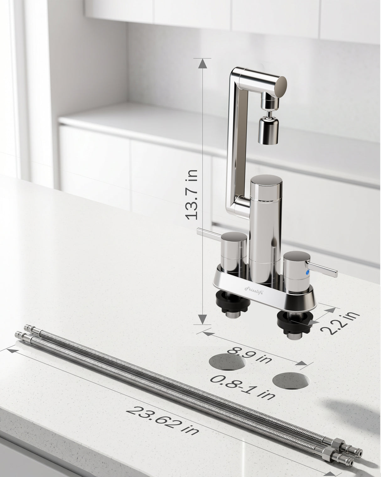 Frizzlife MF1080-D Series Bathroom & Kitchen Faucet with Water Filter, Polished Chrome
