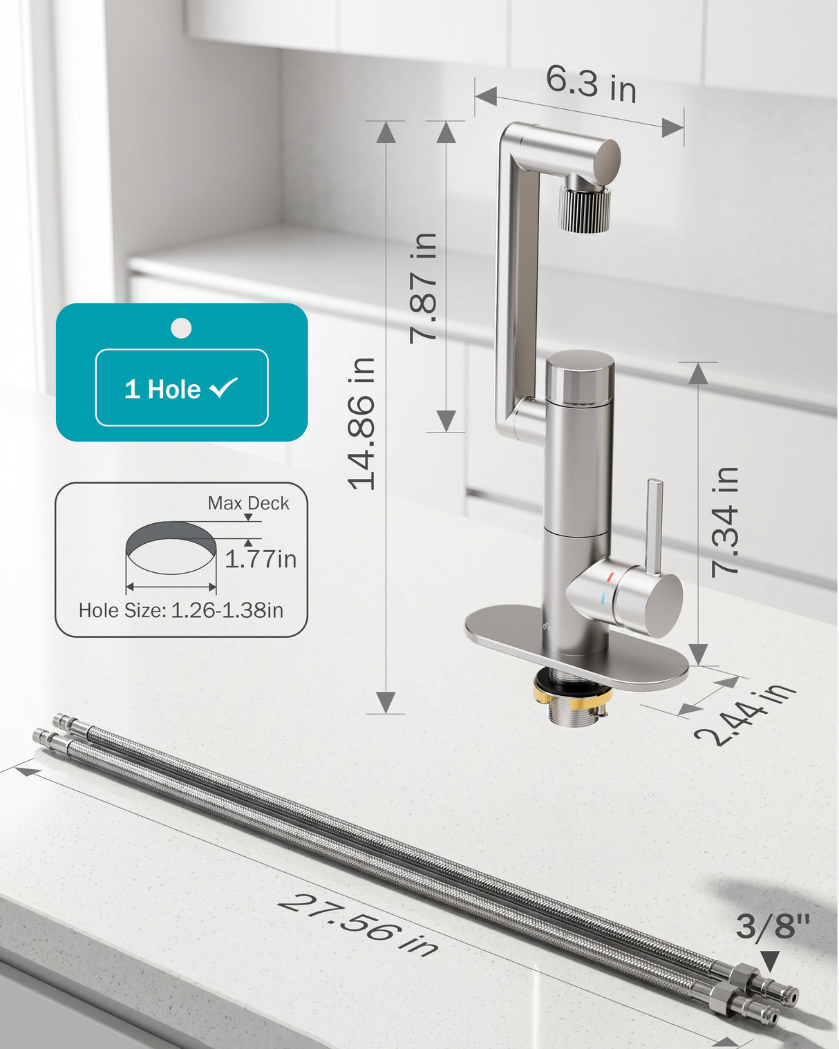 Frizzlife MF1080-S Series Bathroom & Kitchen Faucet with Water Filter, Brushed Nickel