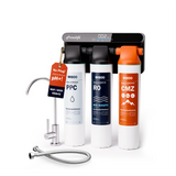 Frizzlife Plug-Free Reverse Osmosis Water Filter, tankless reverse osmosis water filter system with color-coded cartridges.