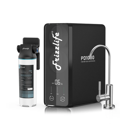 Frizzlife 1000 GPD Sistema de agua de ósmosis inversa sin tanque, PD1000-TAM4 