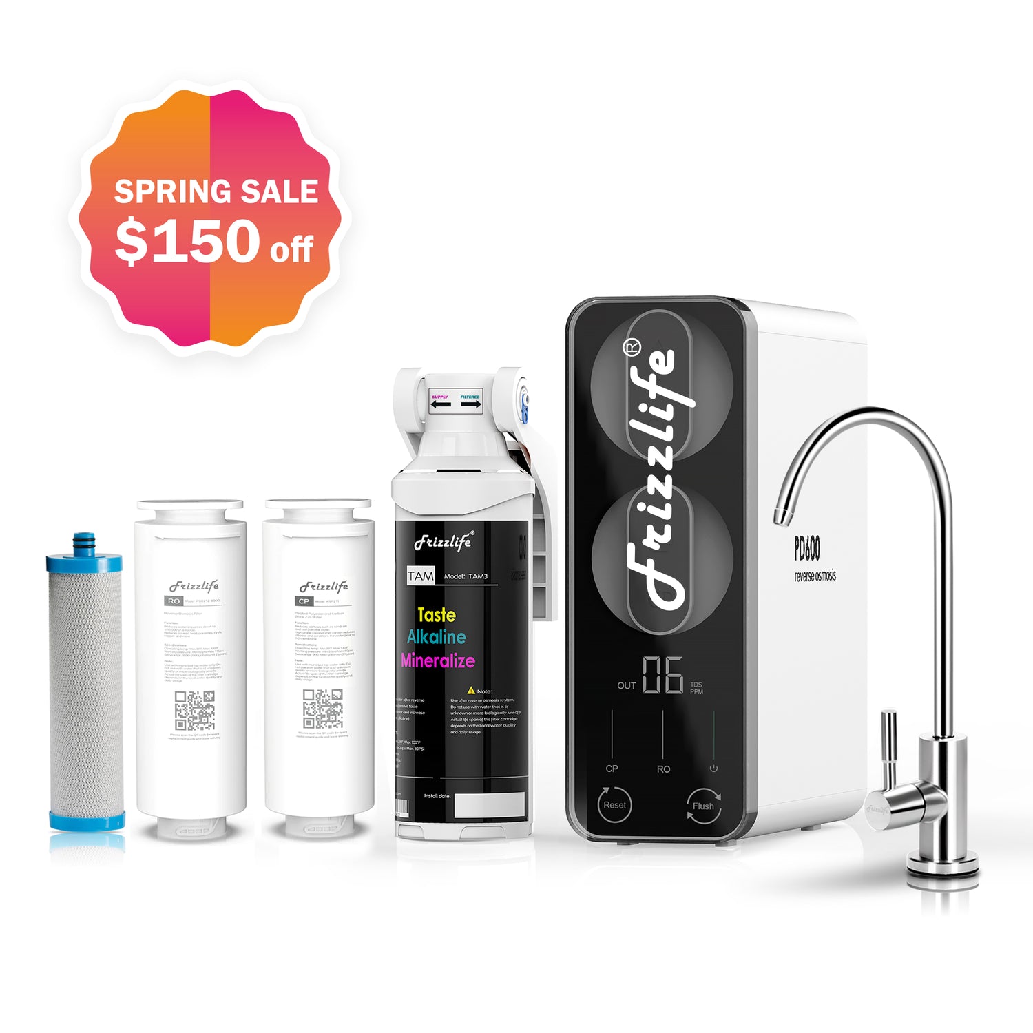 PD600TAM3 RO System with an Extra OneYear Filter Combo Frizzlife