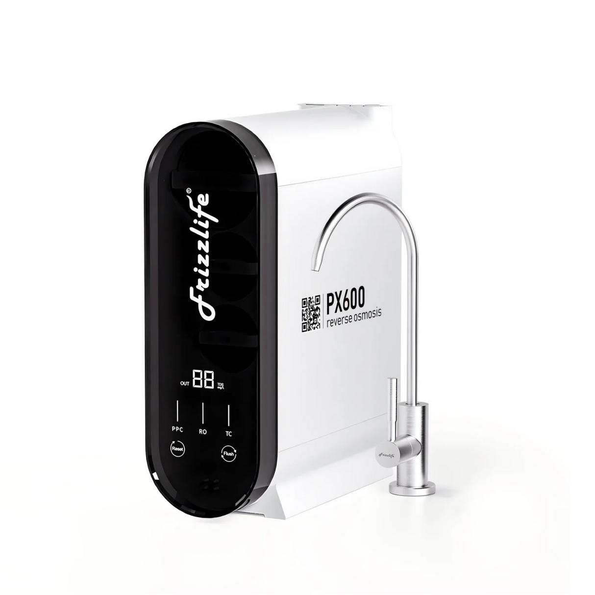 Système de filtration d'eau par osmose inverse Frizzlife - Filtre à eau RO sous évier à débit rapide 600 GPD, sans réservoir, réduit les TDS, 8 étapes, 1,5:1 pur à drainer, compact, PX600 