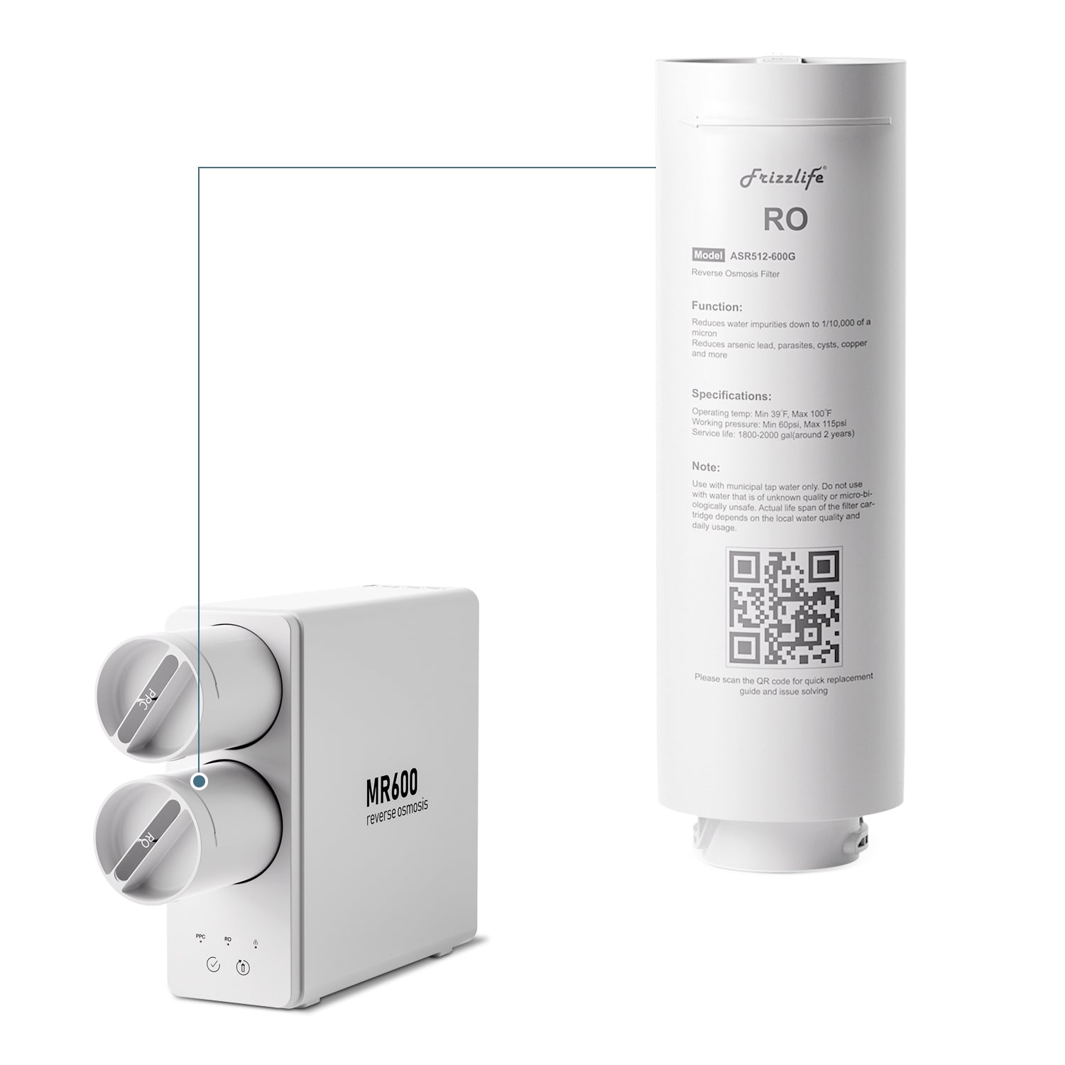 Frizzlife ASR512-600G Replacement RO Filter Cartridge