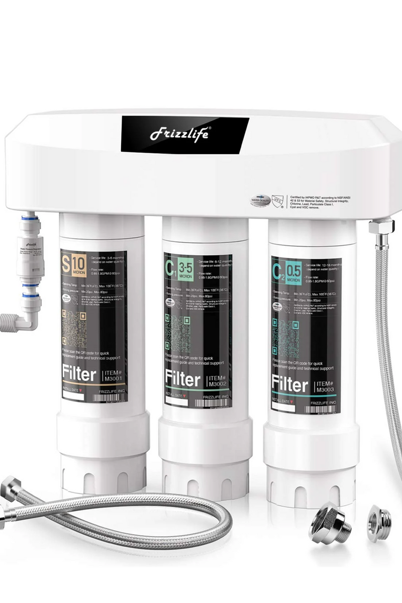 Frizzlife 3-Stage Direct-Connect Under-Sink Water Filter System, SK99-NEW