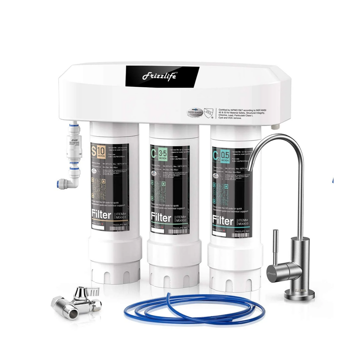 Frizzlife Untertisch-Wasserfiltersystem mit Wasserhahn aus gebürstetem Nickel SP99-NEU