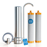 Frizzlife SS99 Auftisch-Wasserfiltersystem – Edelstahl-Wasserfilter für Wasserhähne, Filtert bis zu 8.000 Gallonen, 0,5 Mikron NSF-zertifizierte Elemente, reduziert 99,99 % Blei, Chlor, Schwermetalle, schlechten Geschmack und Geruch
