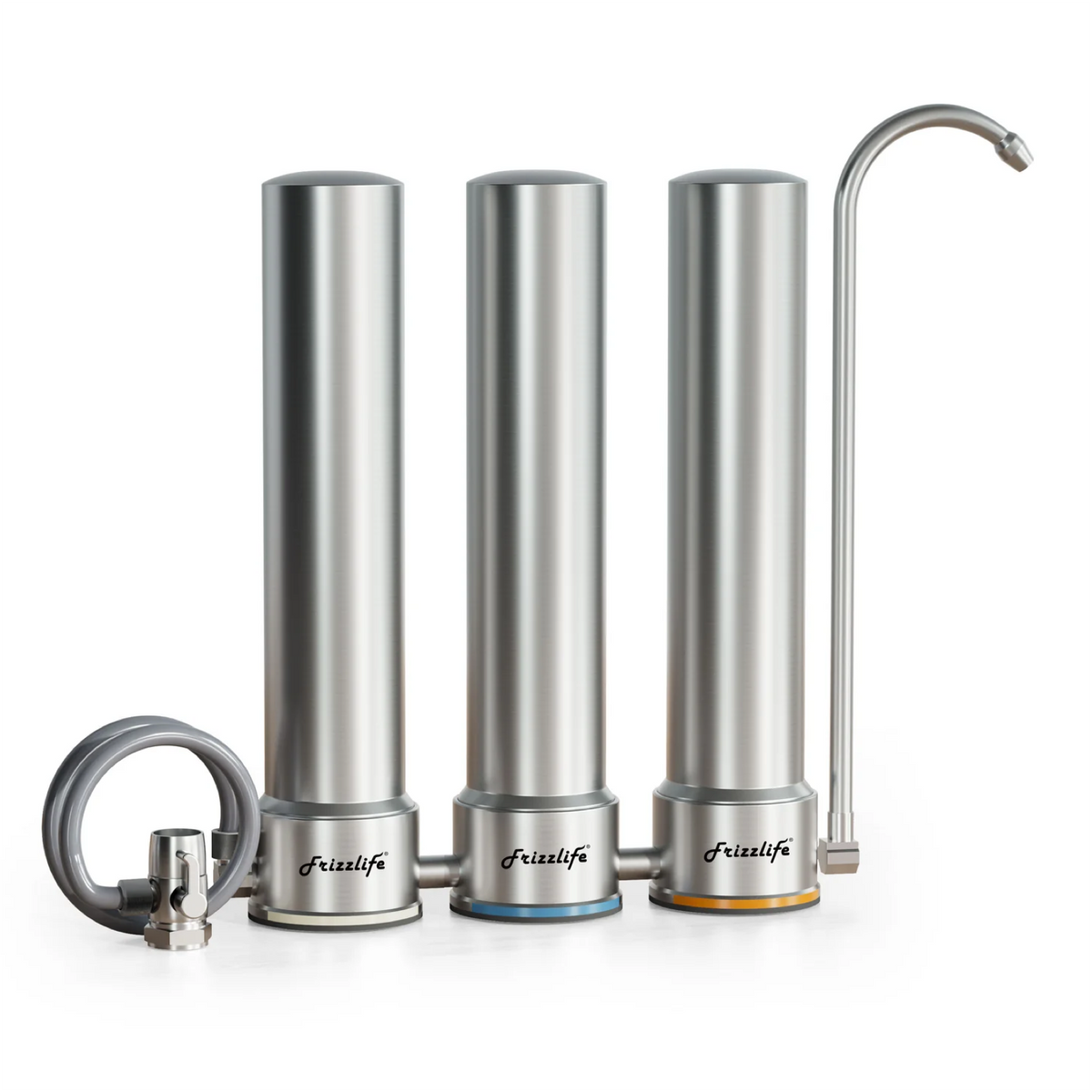 Frizzlife TS99 three-cartridge stainless steel countertop water filter system