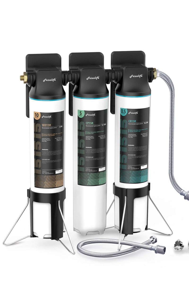 Frizzlife 3-Stage Under-Sink Water Filter System – Lead Reduction, TW15