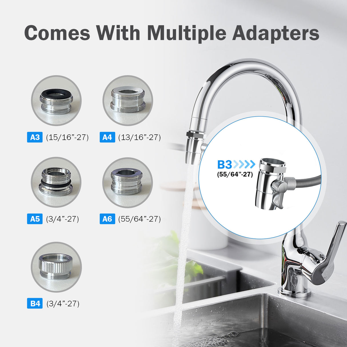 Frizzlife SS99 Countertop Water Filter System, Stainless Steel Faucet Water Filtration for 8000 Gallons, 0.5 Micron NSF Certified Elements Reduces 99.99% Lead, Chlorine, Heavy Metals, Bad Taste & Odor