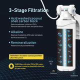Frizzlife TAM3 Remineralización alcalina Filtro de agua debajo del fregadero - Filtro posterior de conexión rápida de 1/4 "para sistema de filtro de ósmosis inversa RO