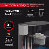 Frizzlife T900 Sistema de filtración de agua para encimera, dispensador de filtro de agua caliente instantáneo, 4 temperaturas, instalación cero, 1 filtro incluido