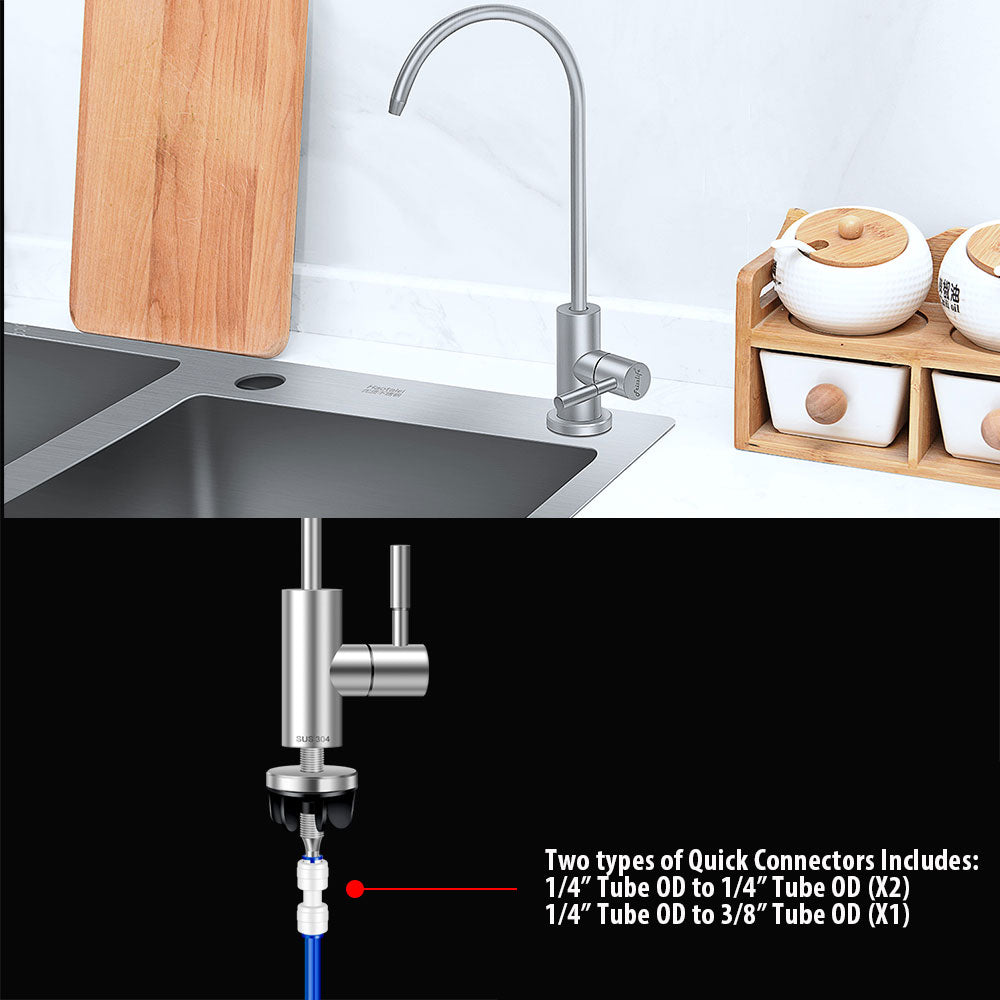Le robinet de filtre à eau Frizzlife RO convient à la plupart des systèmes d'osmose inverse et de filtration d'eau potable 