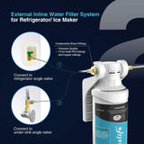 Frizzlife Inline Water Filter System for Refrigerator, Ice Maker, Under Sink, Certified 0.5 Micron, MS99