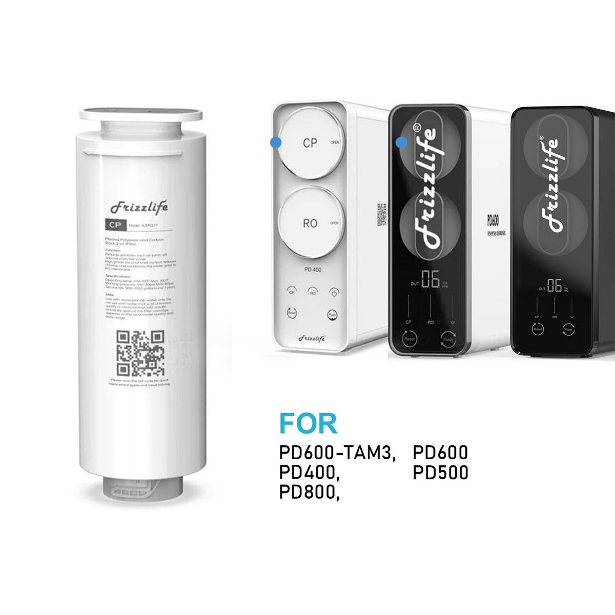 Frizzlife ASR412-1000G Cartouche RO 1000G - Membrane De Rechange 2ème Étape Pour Osmose Inverse PD1000-TAM4