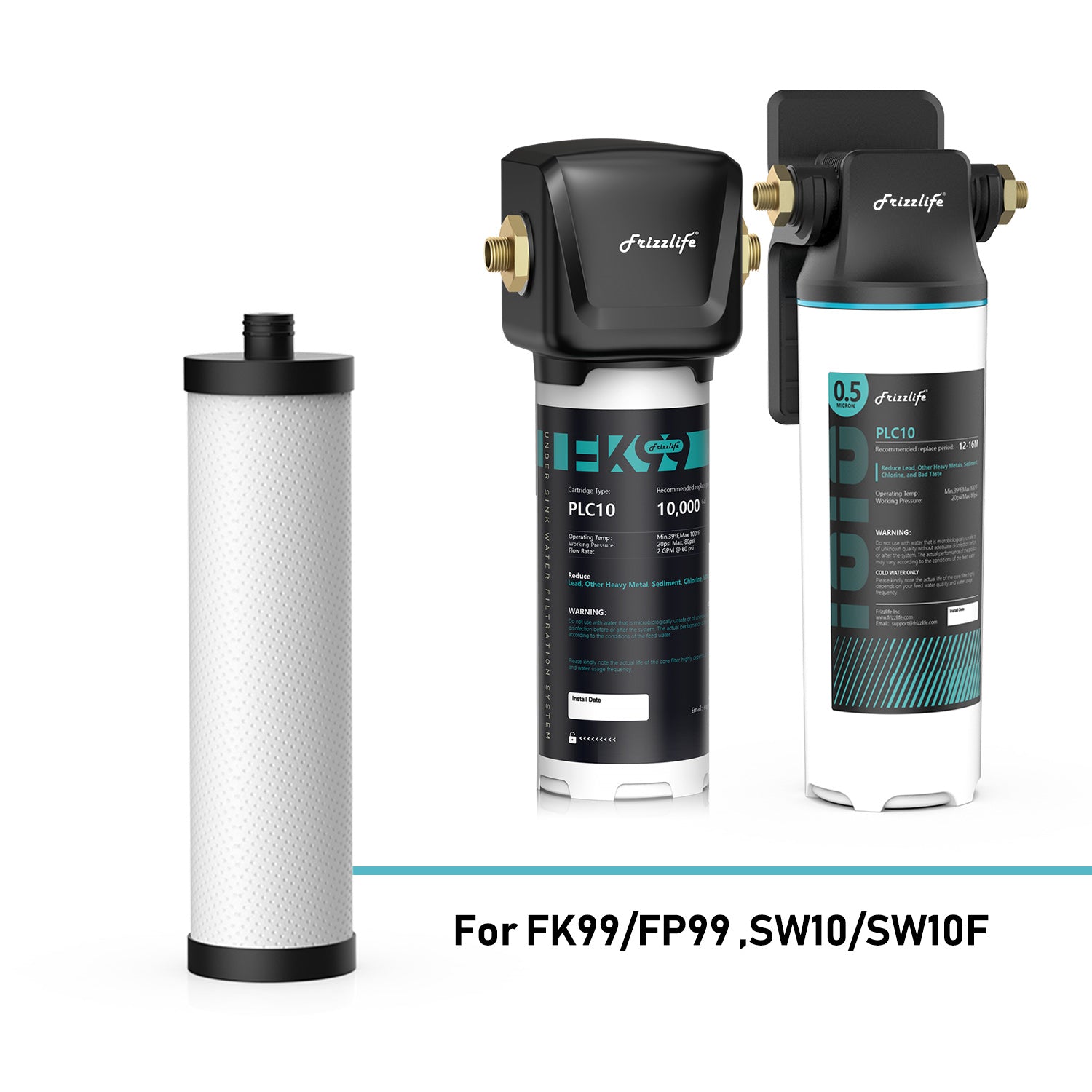 Frizzlife PLC10 Replacement Filter Cartridge For FK99/SW10/SW10F Under