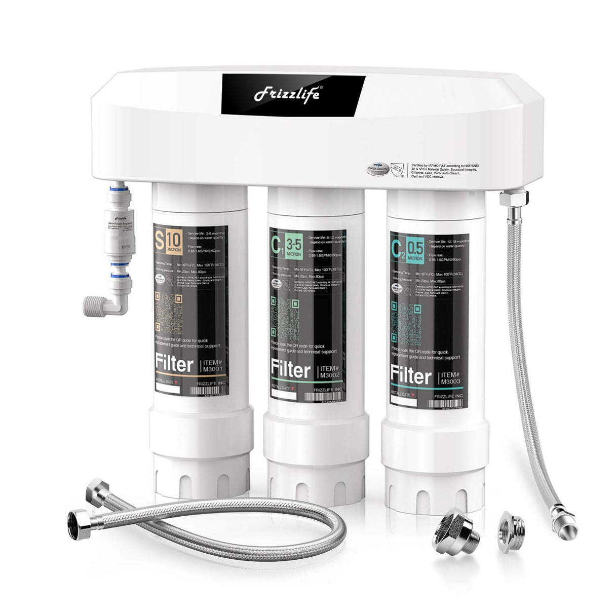 Frizzlife 3-Stage Under Sink Water Filter System SK99-NEW, Direct Connect