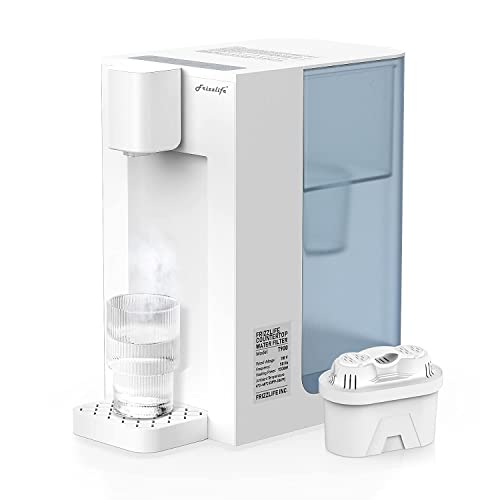 Frizzlife T900 Système de filtration d'eau de comptoir, distributeur de filtre à eau chaude instantanée, 4 températures, zéro installation, 1 filtre inclus