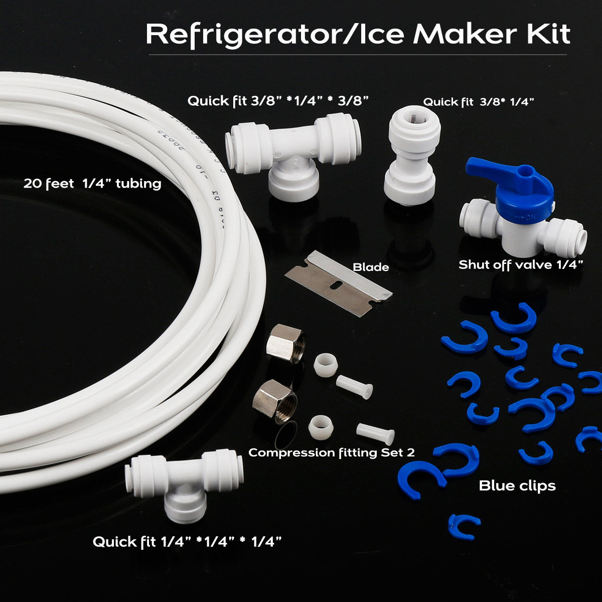 Frizzlife IMC-1 Eisbereiter-Set passt für Umkehrosmose- und Wasserfiltersystem (1/4 Zoll und 3/8 Zoll Ausgang).